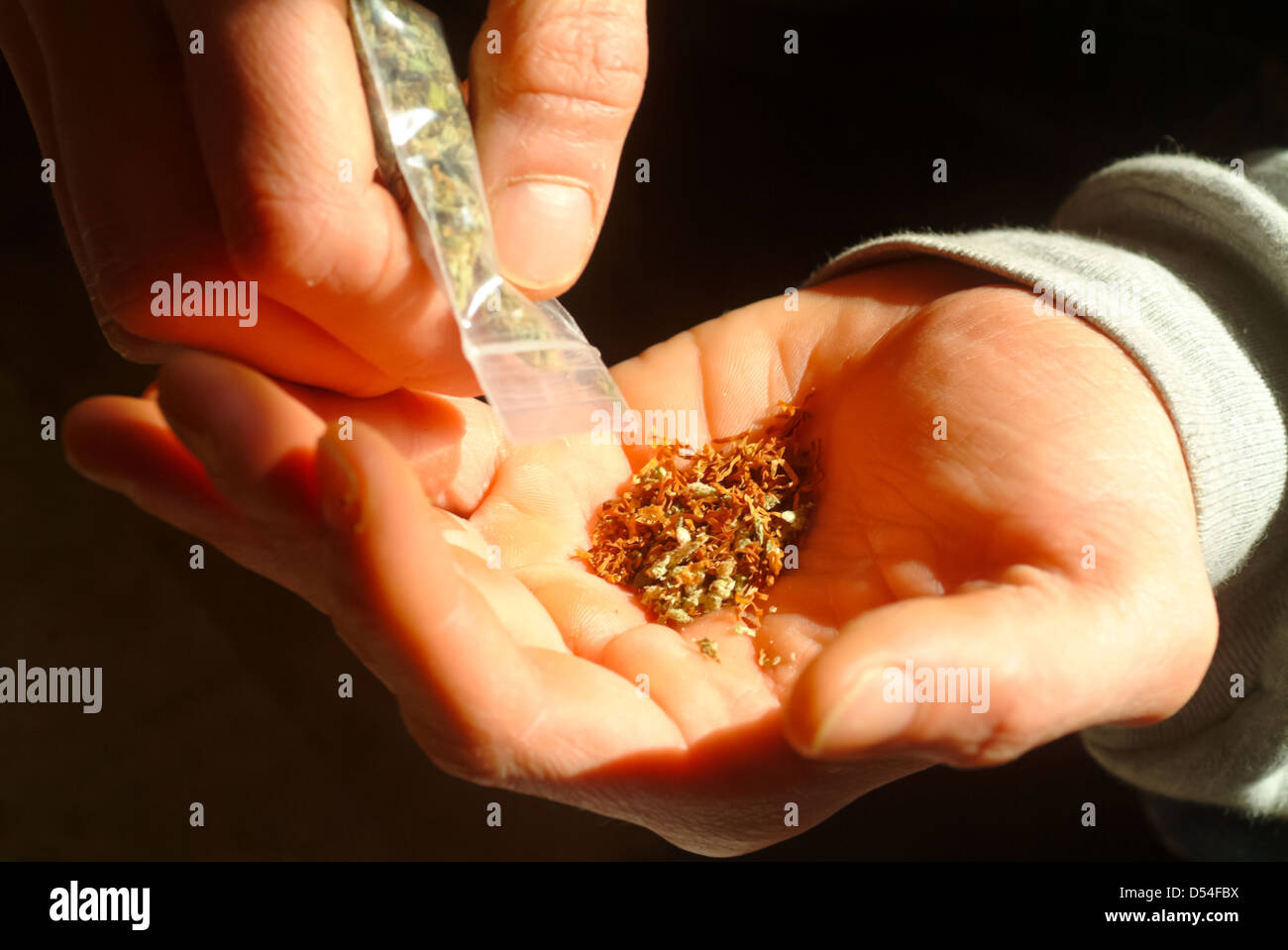 Berlin, Deutschland, ein Kiffer Tabak gemischt mit Cannabis für eine gemeinsame Stockfoto