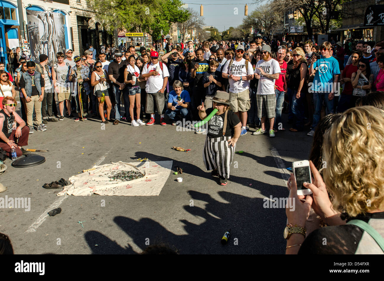 Straßenkünstler auf 6. Straße Austin Texas uns Stockfoto