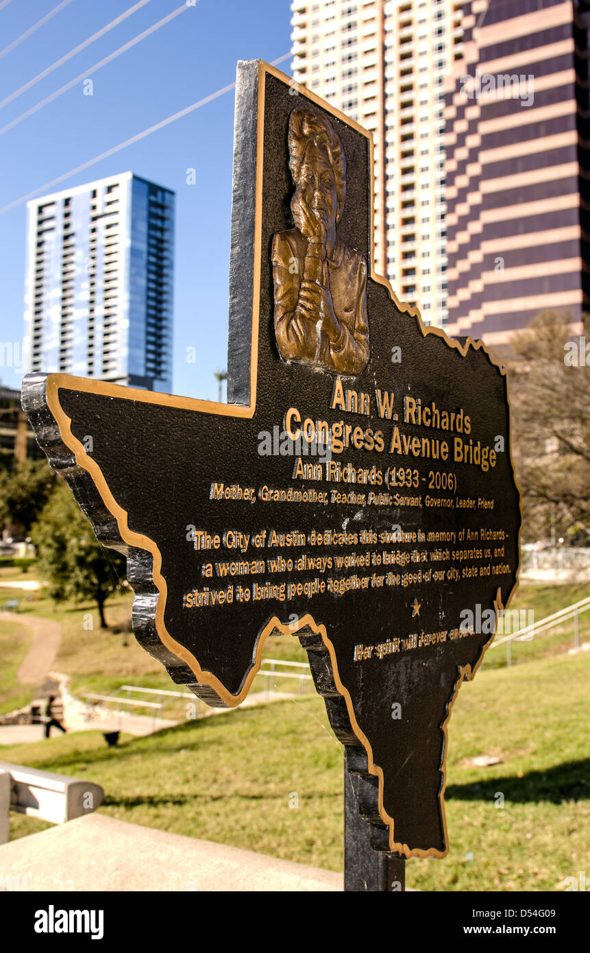 Texas Karte Congress Avenue Bridge Austin Texas Vereinigten Staaten von Amerika Stockfoto