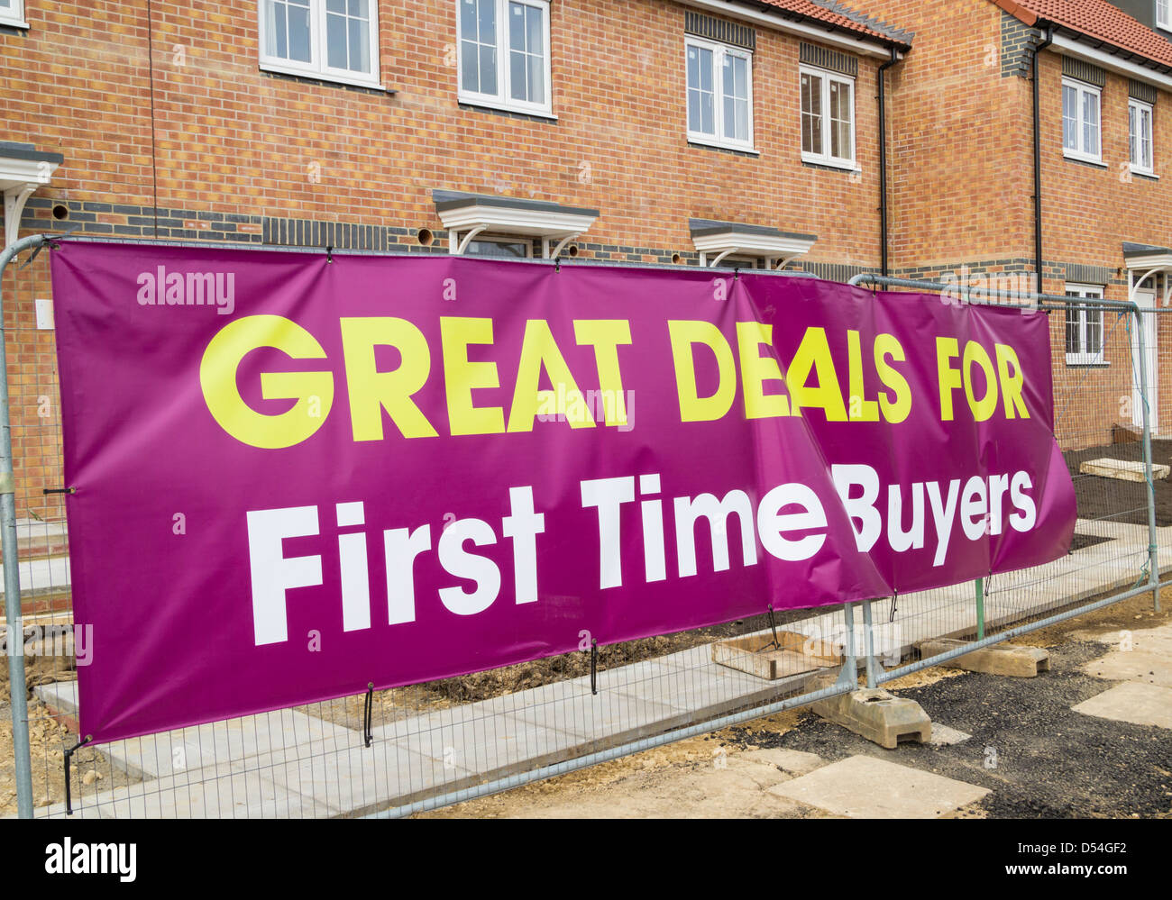 Tolles Angebot für erste Mal Käufer Banneranzeige Neubaugebiet in Billingham in der Nähe von Stockton on Tees, Nord-Ost-England, UK Stockfoto