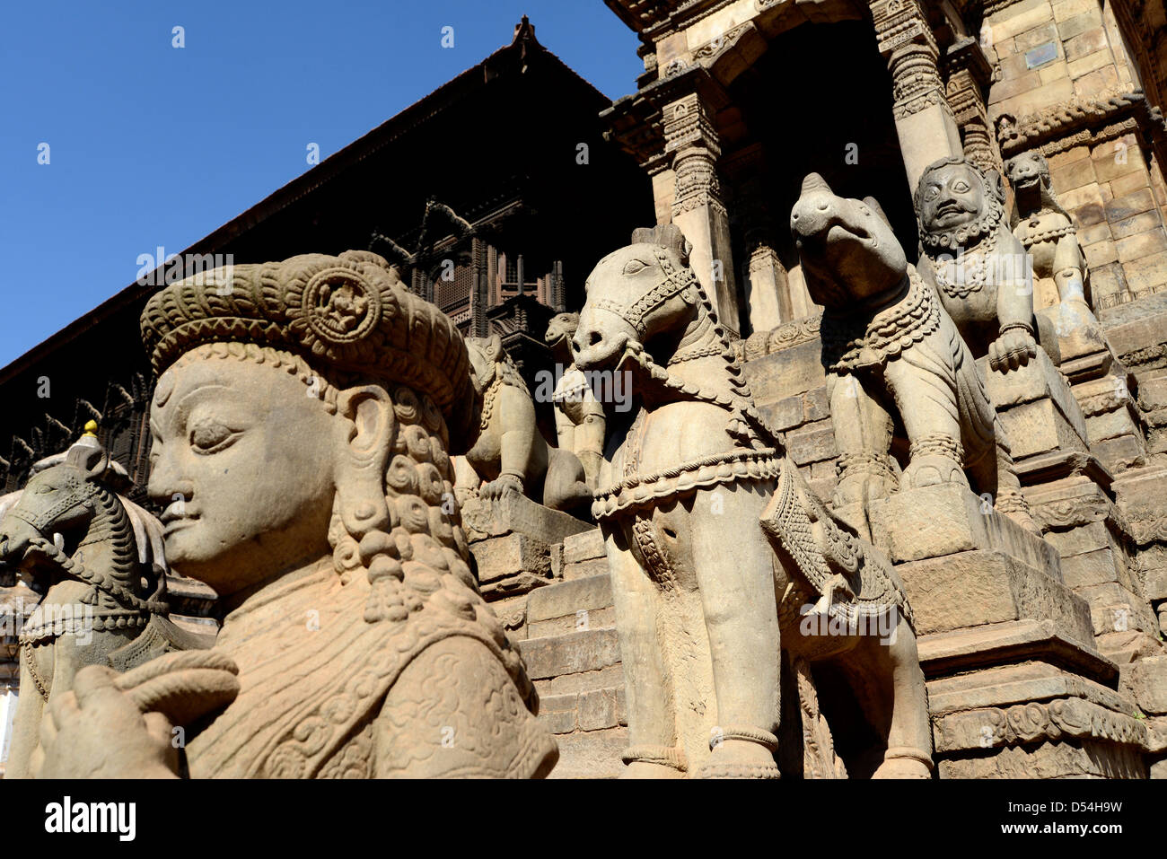 Tempel-Details Durbar Square Bhaktapur Nepal Stockfoto