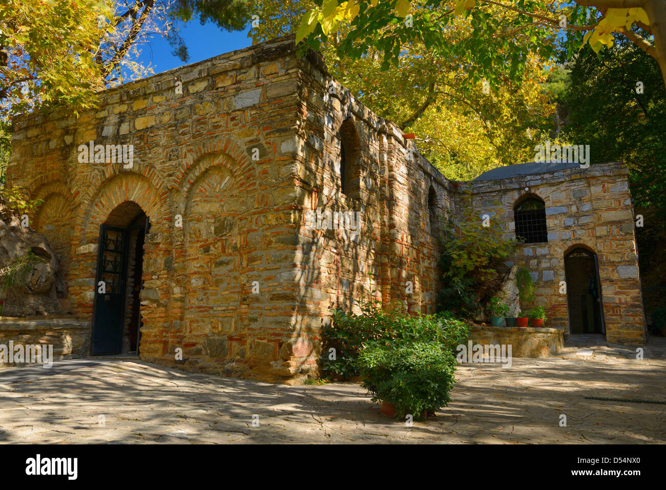 Restaurierten Haus aus Stein von der Jungfrau Maria, Mutter von Jesus auf Nachtigall Berg in der Nähe von Ephesus, Türkei Stockfoto