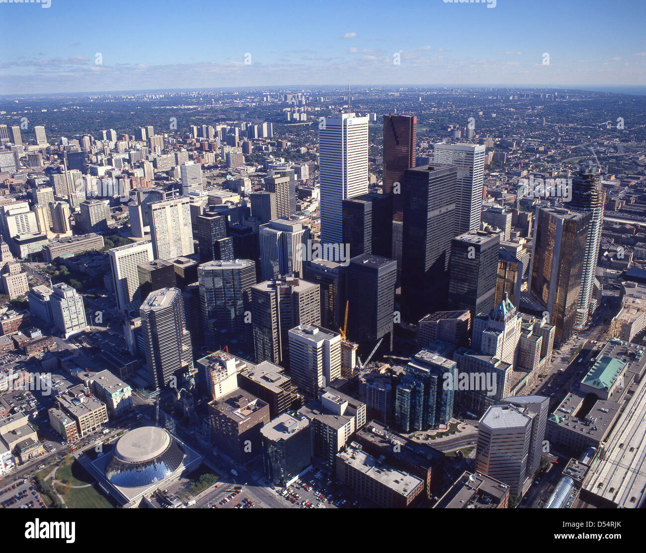 Downtown Financial District-Blick vom CN Tower, Provinz in Toronto, Ontario, Kanada Stockfoto