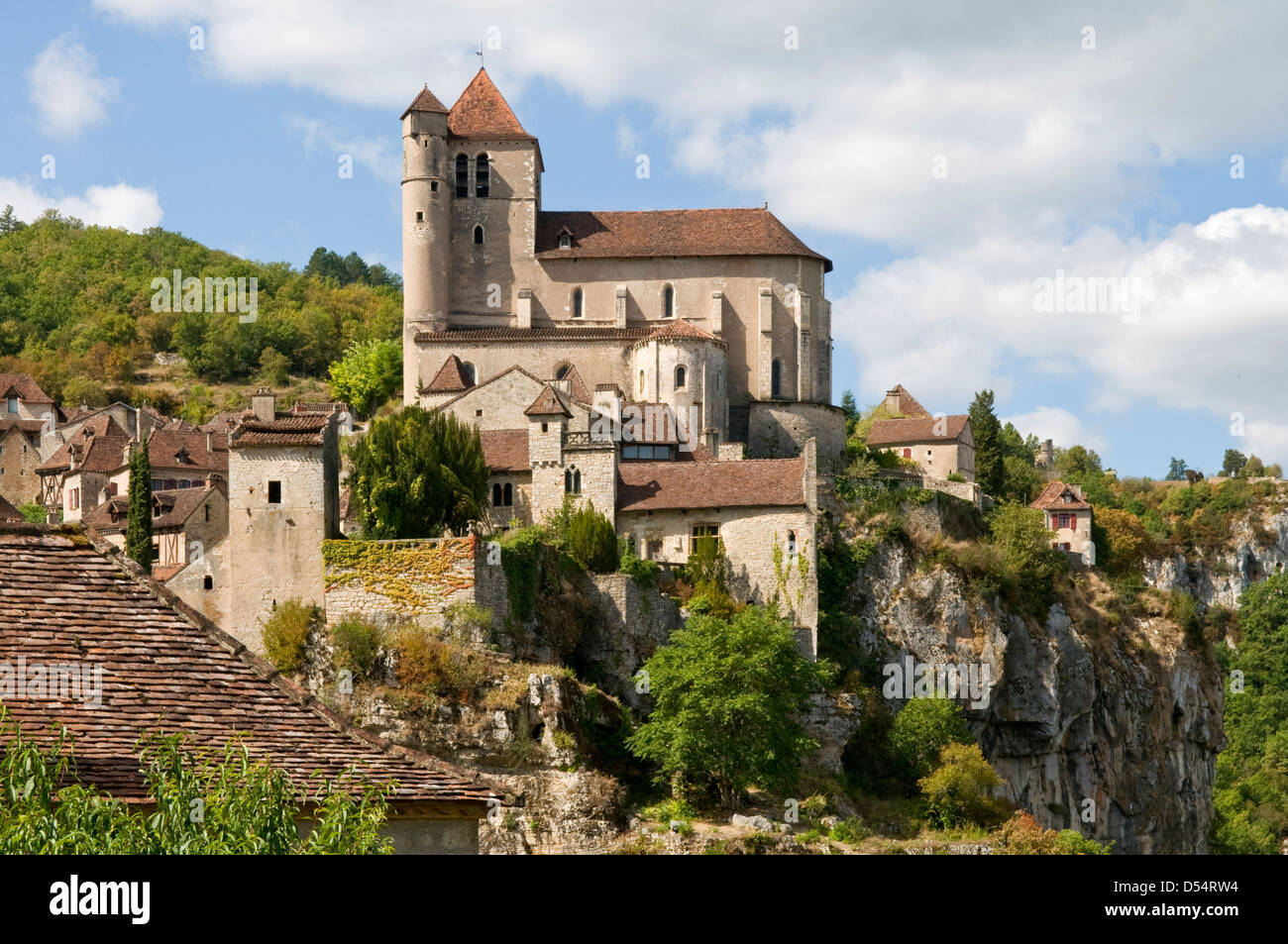 Saint-Cirq-Lapopie, Lot, Midi-Pyrenäen, Frankreich Stockfoto