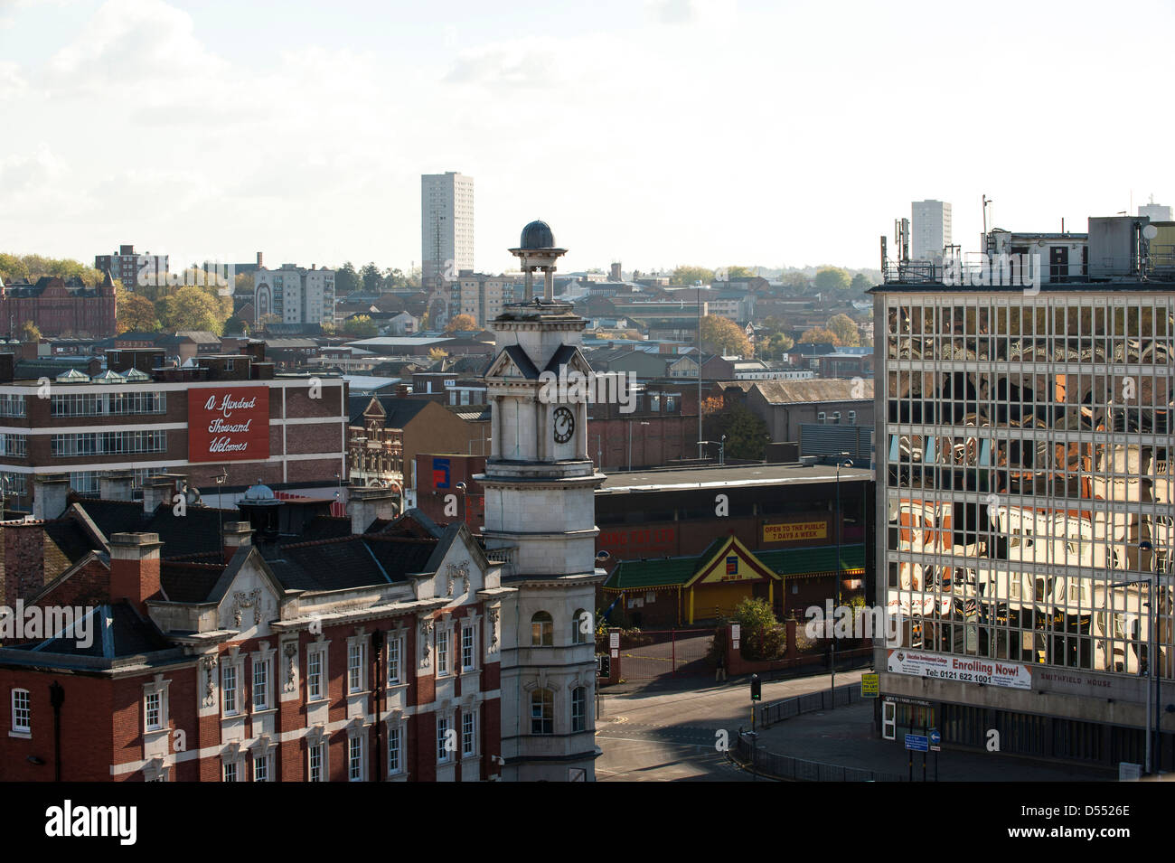 Blick über Digbeth, Birmingham City Centre, Großbritannien Stockfoto