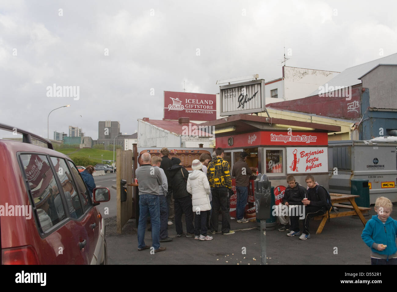 Island-Reykjavik Street Kitchen Hot-Dog Stand Stockfoto
