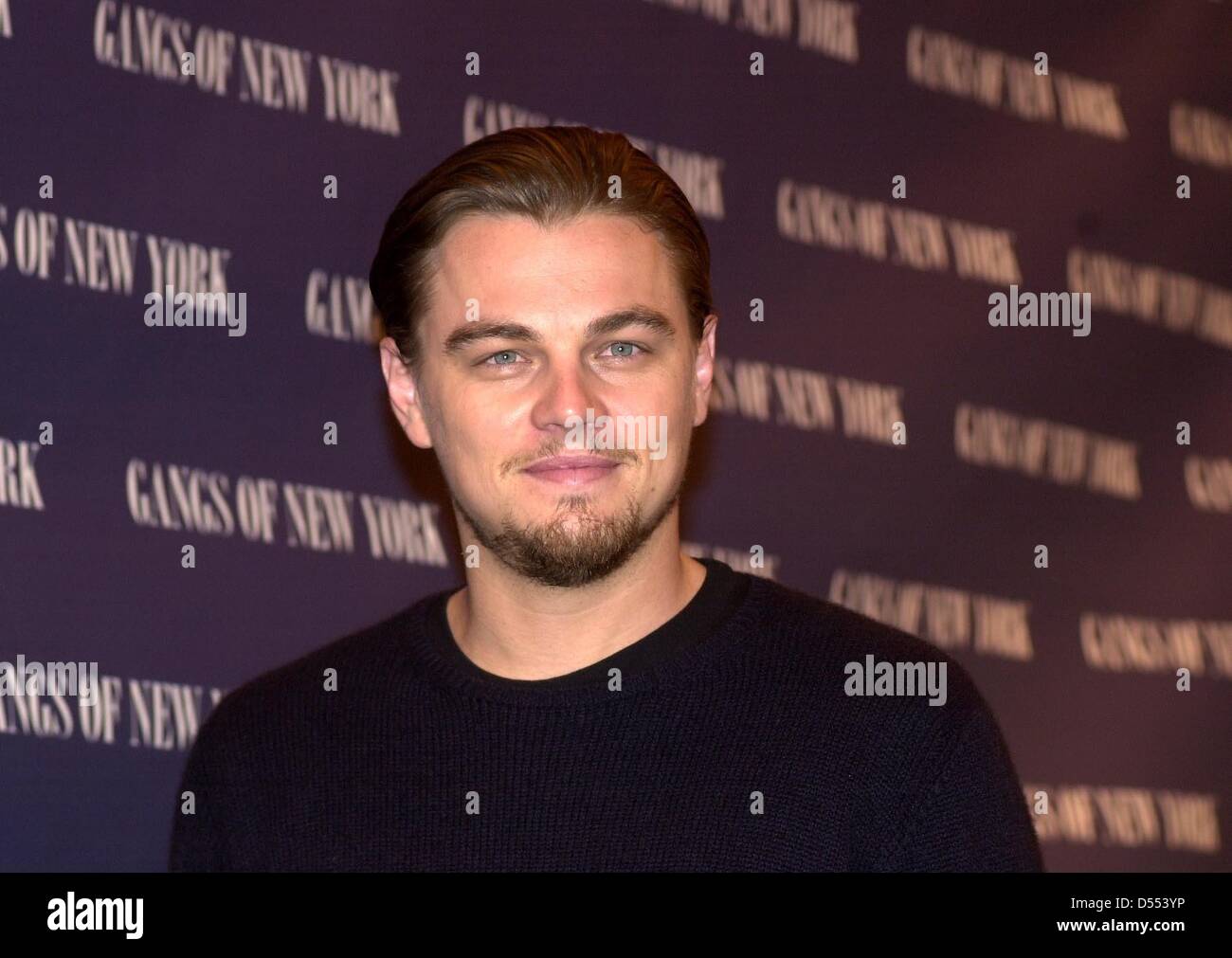 Leonardo DiCaprio auf der Pressekonferenz für den Film "Gangs of New York" in Berlin. Stockfoto