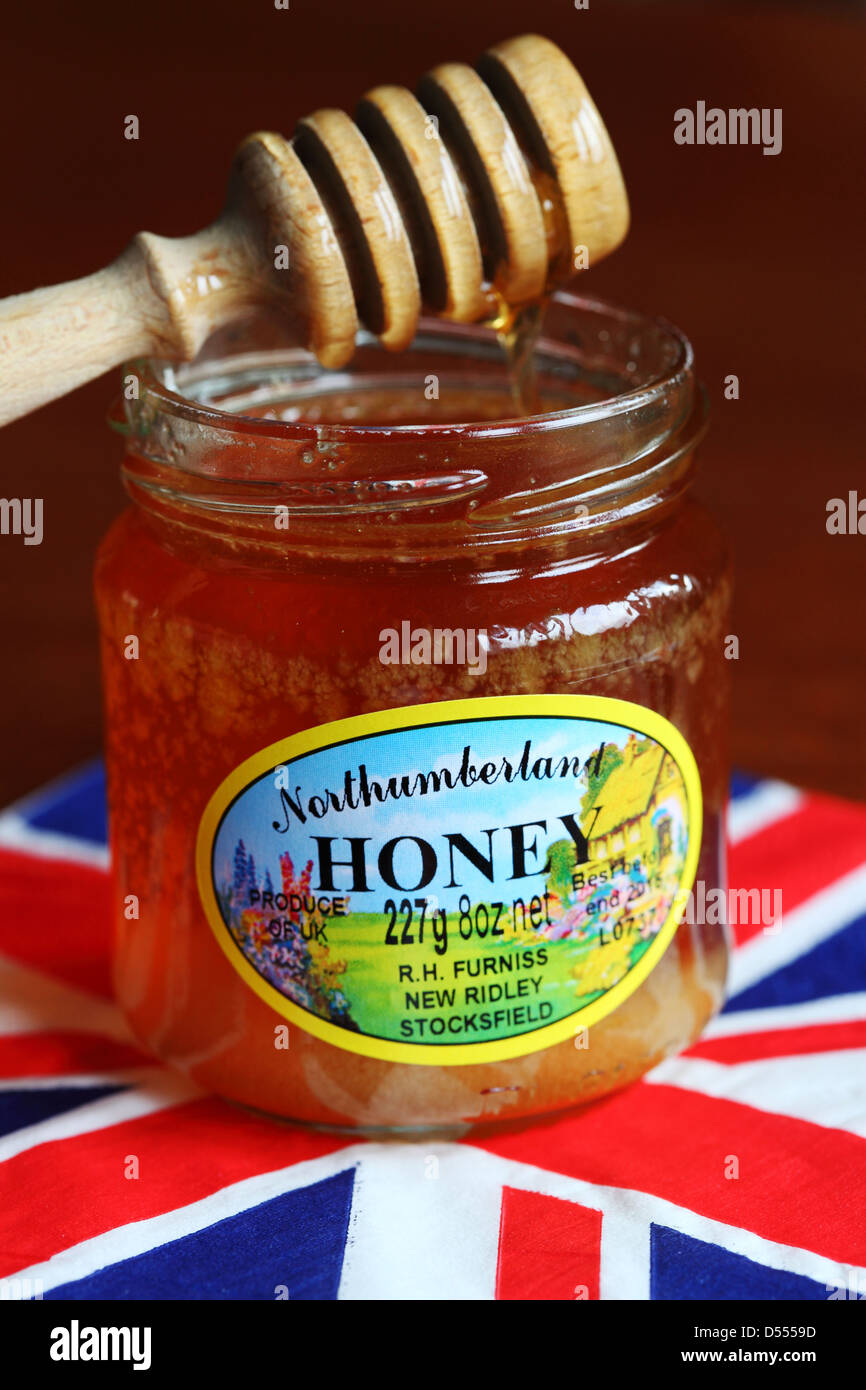 Ein Glas Honig von Northumberland. Stockfoto