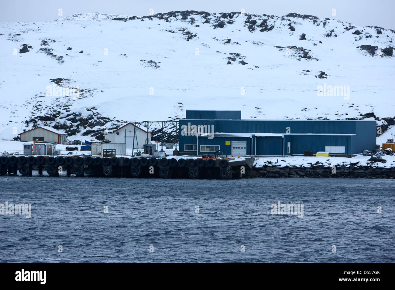 Havoysund kleine Kraftstoff und Marinedienstleistungen Pier Lager Finnmark-Norwegen-Europa Stockfoto