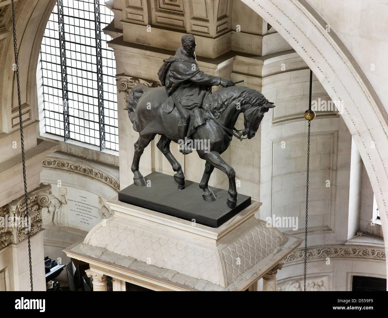 Wellington Denkmal St. Pauls Cathedral, grobe Sicht Stockfoto