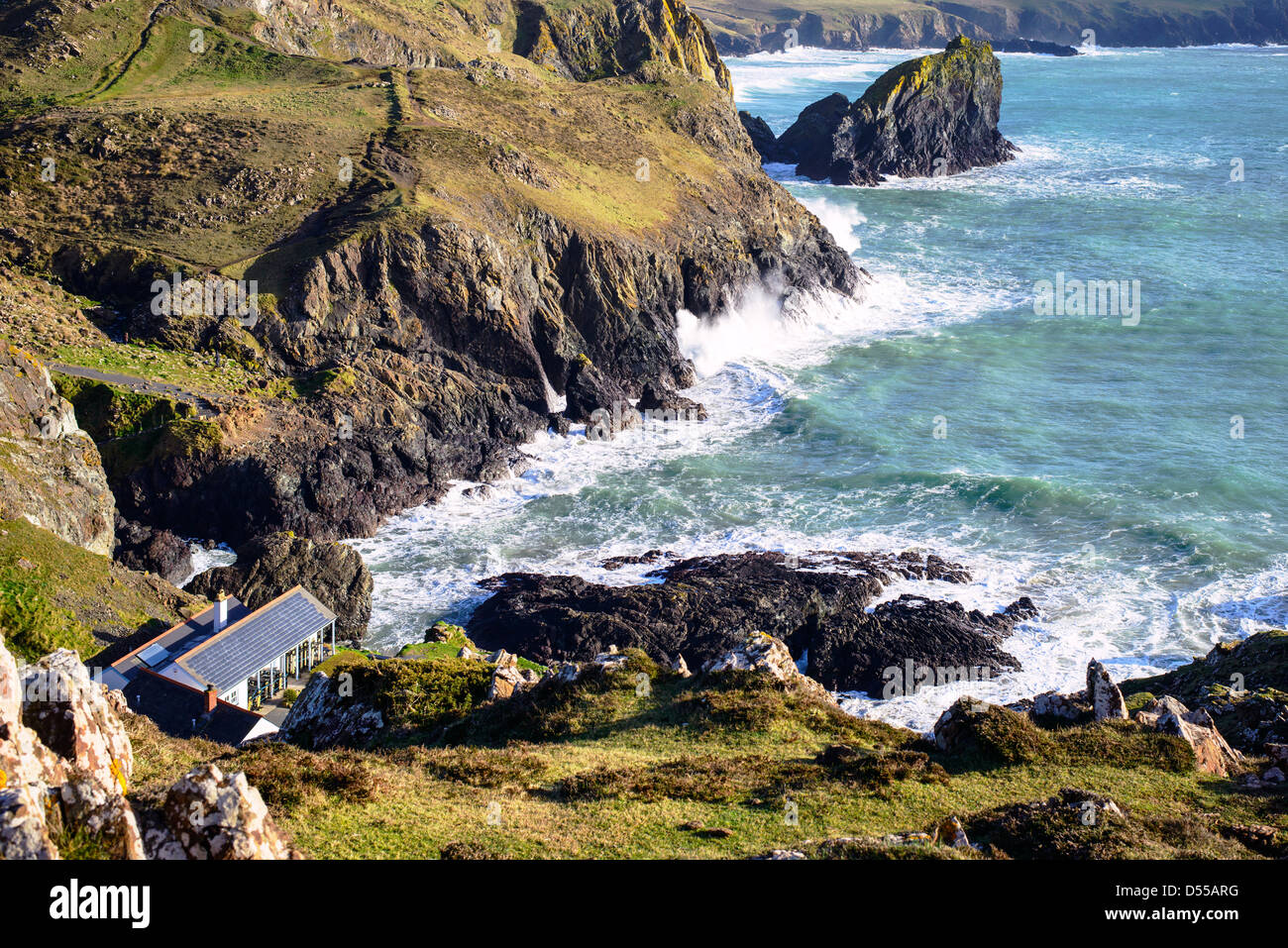 Das Strandcafé Kynance Cove, Cornwall, England Stockfoto