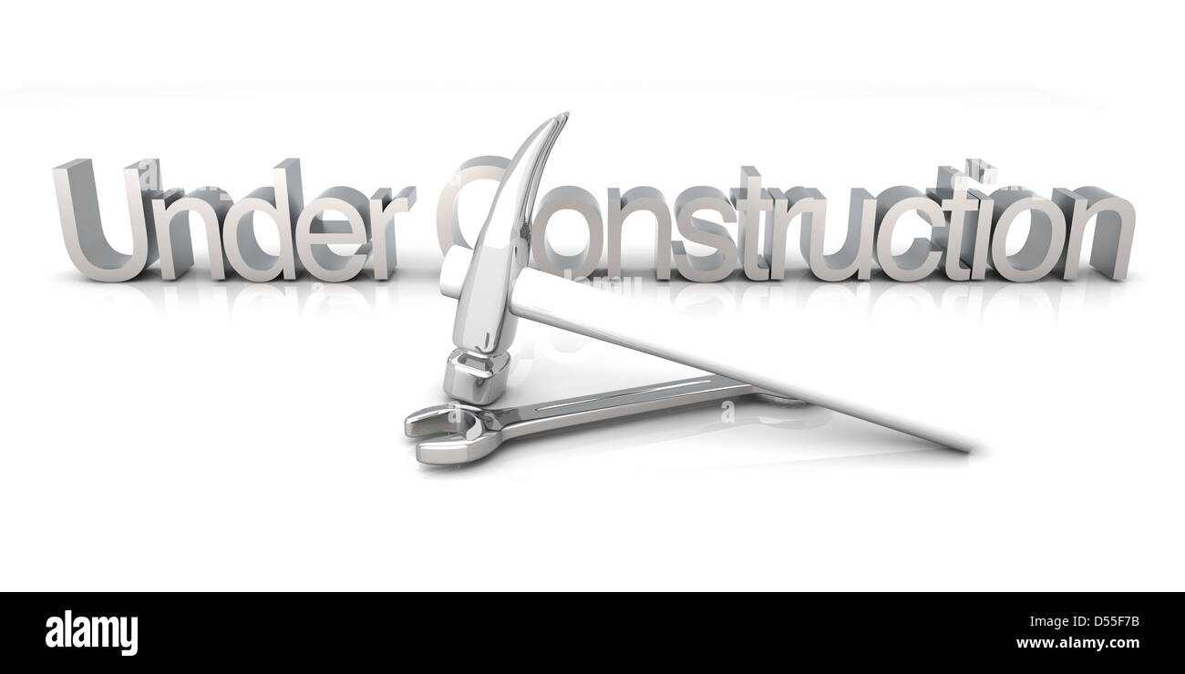 3D Illustration. Website ist im Aufbau. Isoliert auf weiss. Stockfoto