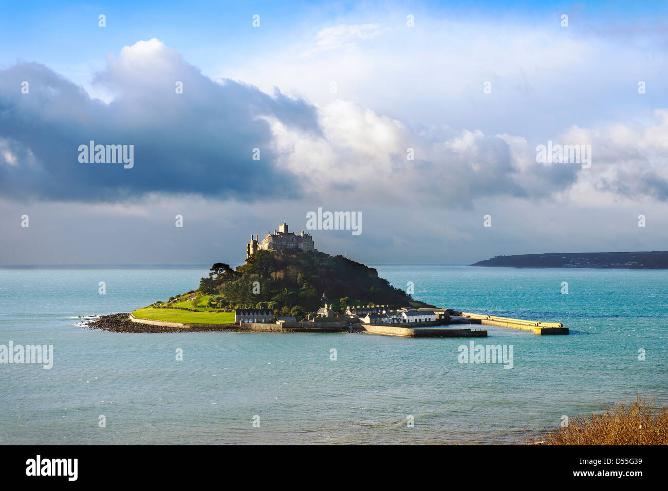 Clearing-Winter-Sturm über St. Michaels Mount, Penzance, Cornwall Stockfoto