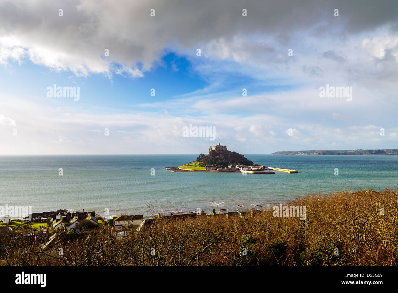 Clearing-Winter-Sturm über St. Michaels Mount, Penzance, Cornwall Stockfoto