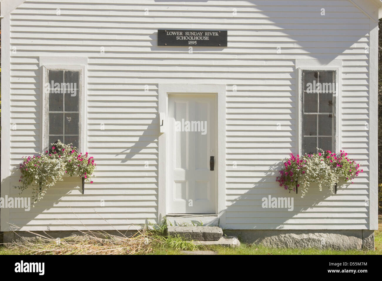 Altes Schulhaus in Sunday River, Maine. Stockfoto