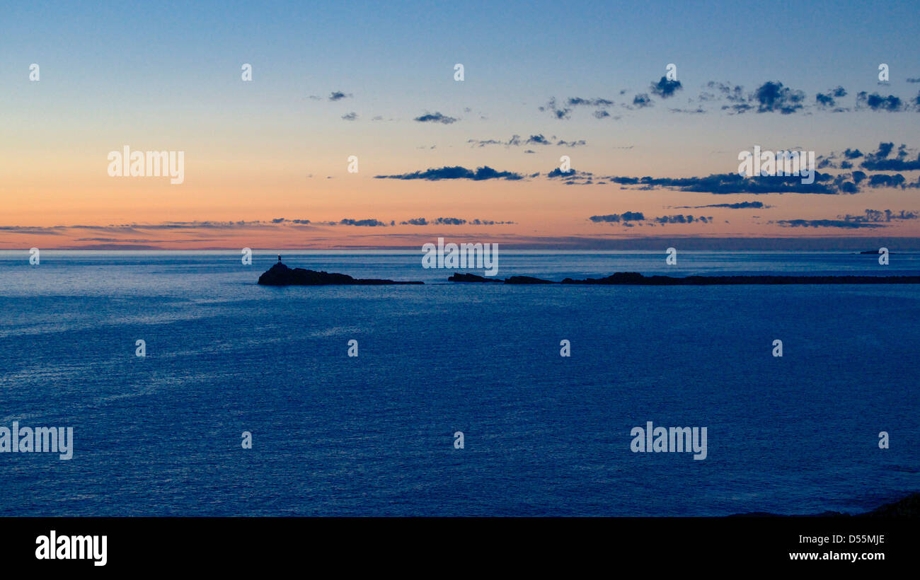 Sonnenuntergang über dem Atlantik von der Stadt von Bonavista, Neufundland, Kanada. Stockfoto