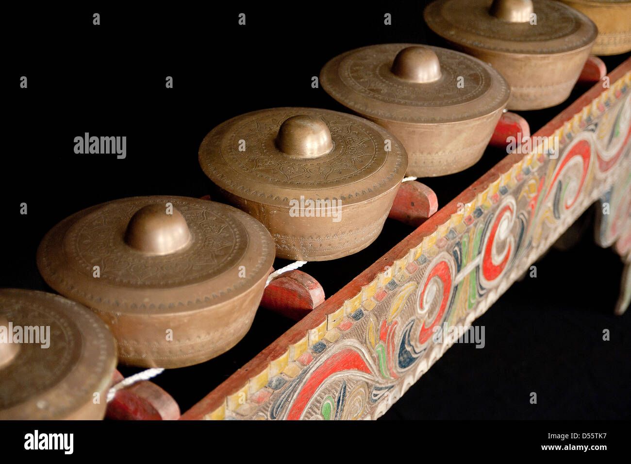 Nahaufnahme der Southeast Asian Kulintang-Instrument. Stockfoto