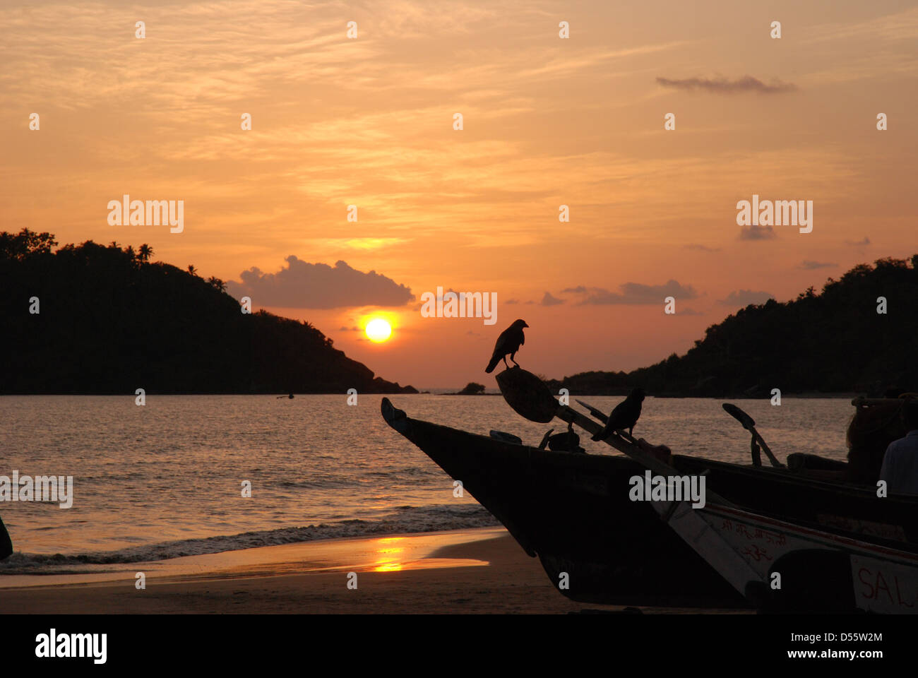 Palolem Beach Sunset, Goa, Indien Stockfoto