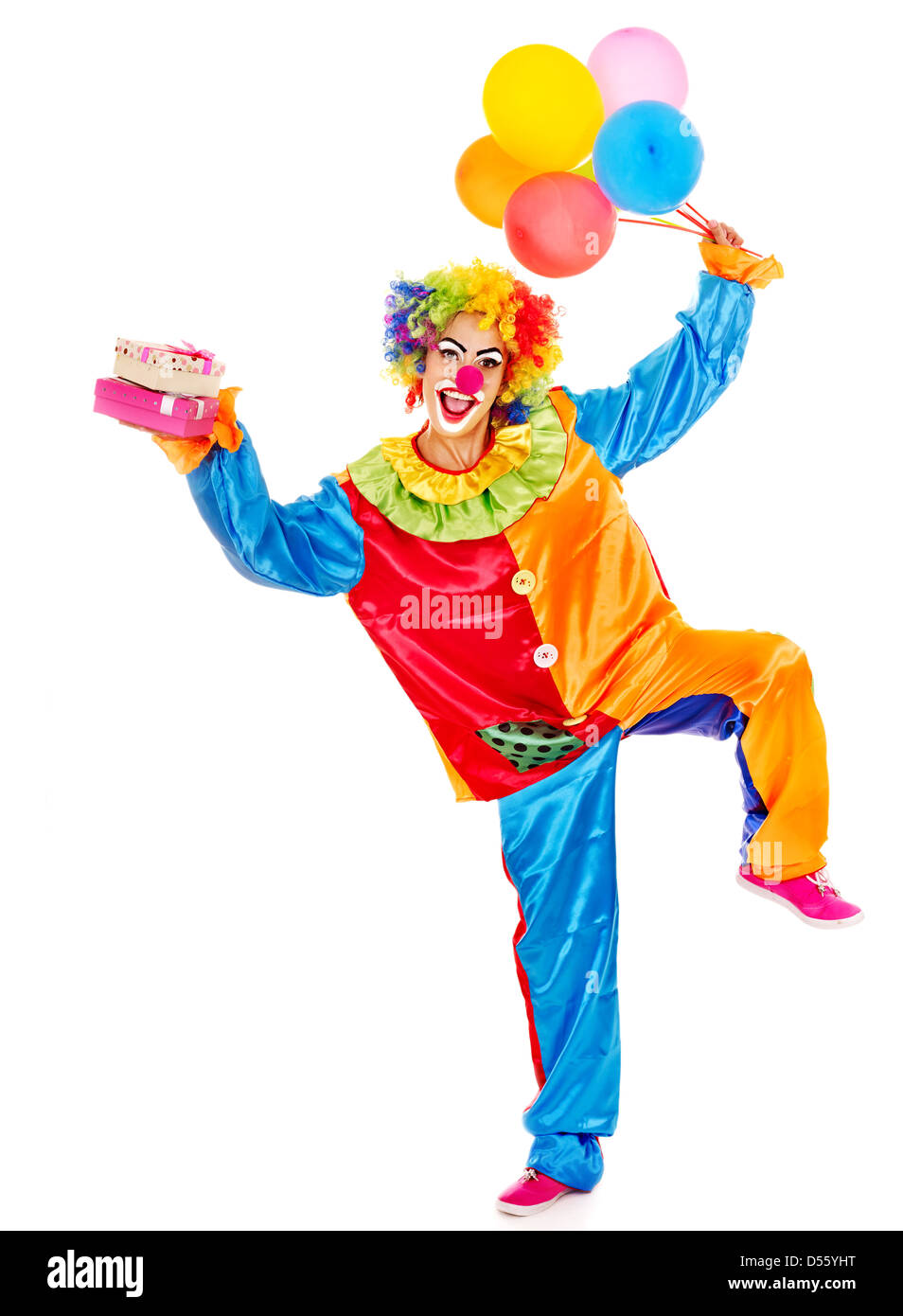 Porträt von Clown mit Ballons. Stockfoto