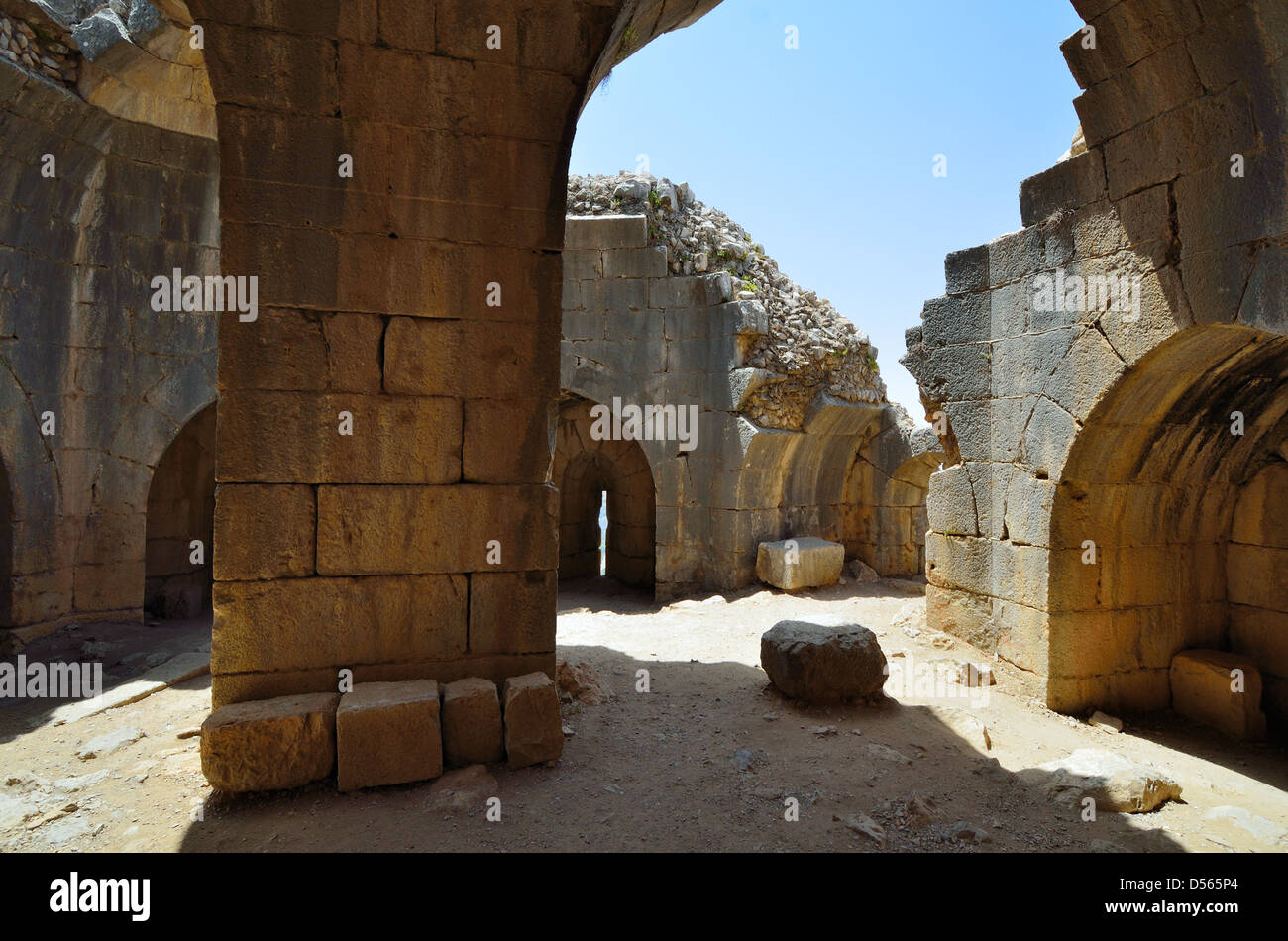 Fragment der Nimrod Festung, eine mittelalterliche Festung im Norden Israels. Stockfoto