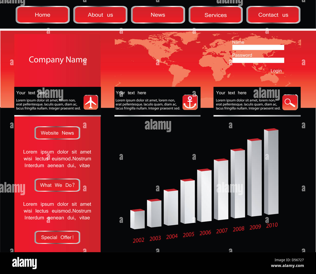 roten bearbeitbares Vektor - Website-design Stockfoto