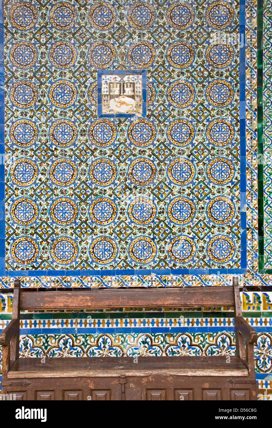 Azulejos Keramik Fliesenwand Casa de Pilatos Sevilla Andalusien Spanien Europa Stockfoto