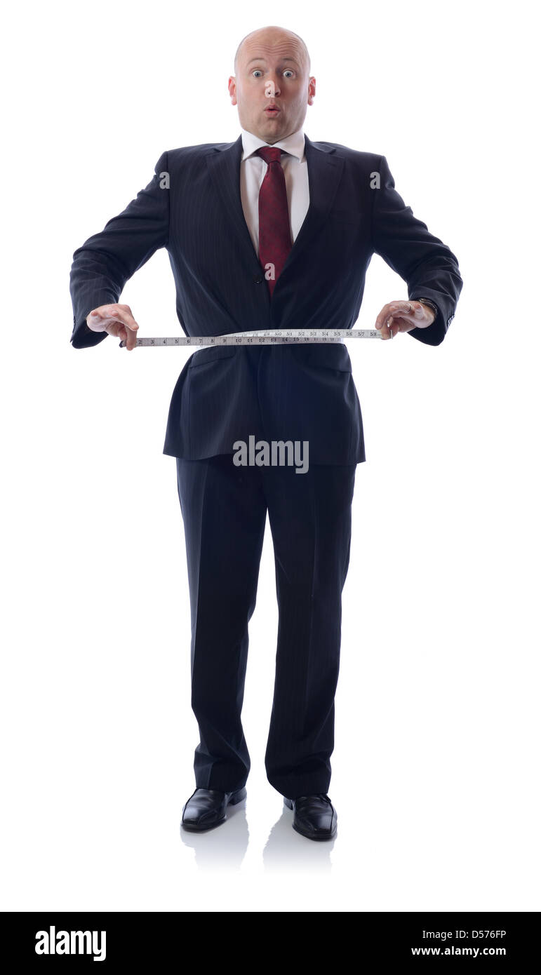 Konzept der Verringerung der Geschäft, Diät oder Kürzungen isoliert auf weiss Stockfoto