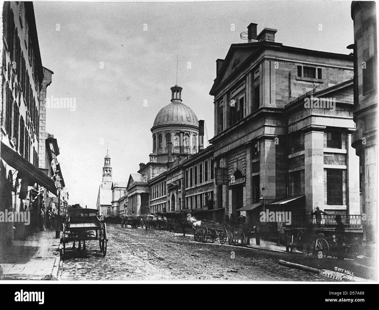 Bonsecours Markt, St. Paul Street, Montreal, QC, um 1870 Stockfoto