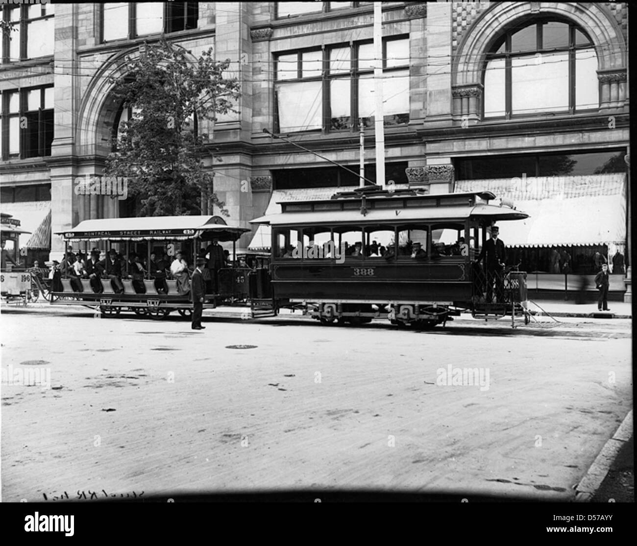 Elektrische Straßenbahnen, Ste Catherine St., Montreal, QC, 1895 Stockfoto