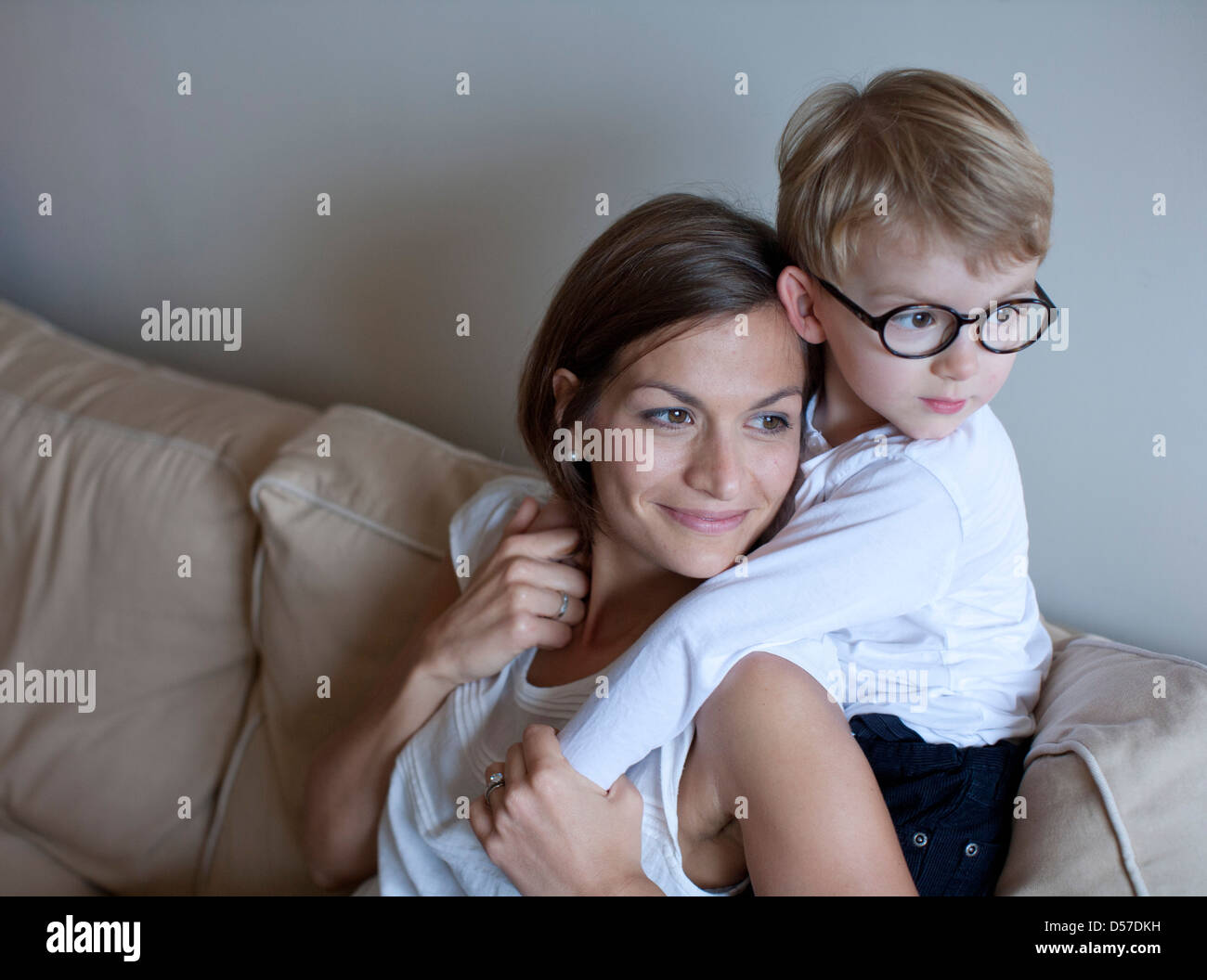 Mutter und kleine Junge, portrait Stockfoto