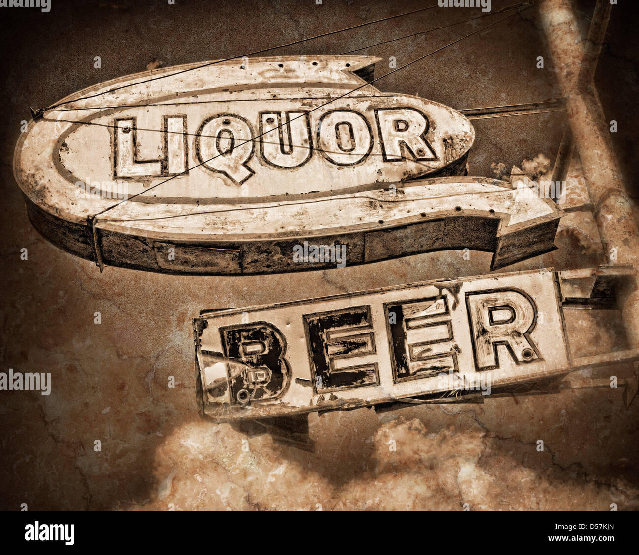 Alkohol & Bier Zeichen Stockfoto