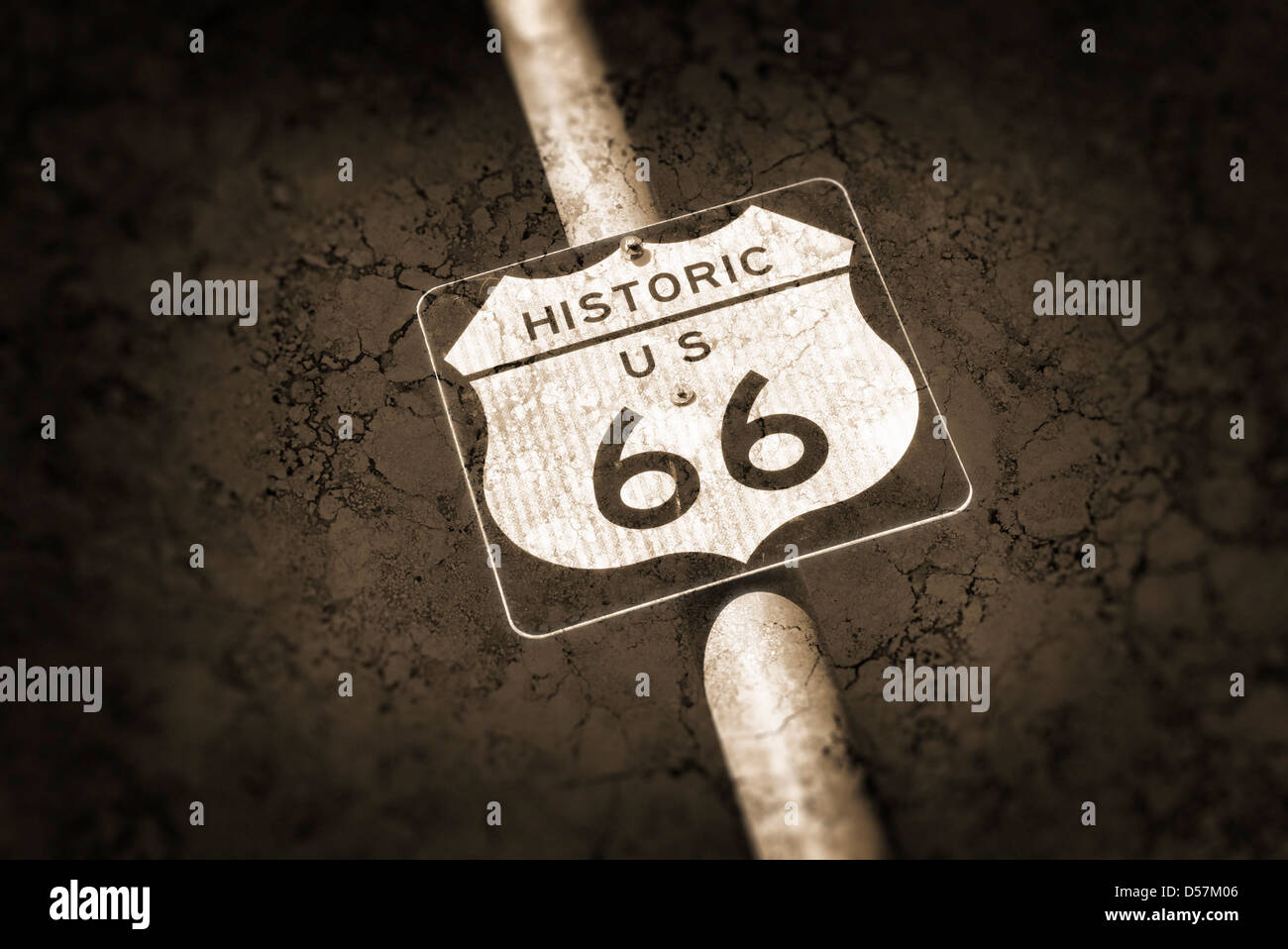 Route 66 Zeichen Stockfoto