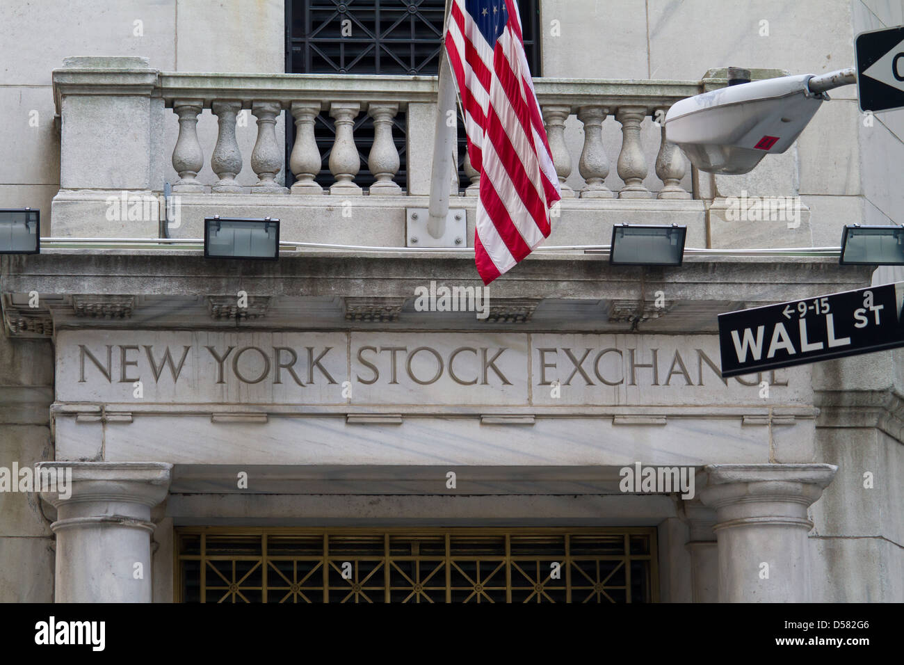 Eingang von der New York Stock exchange Stockfoto