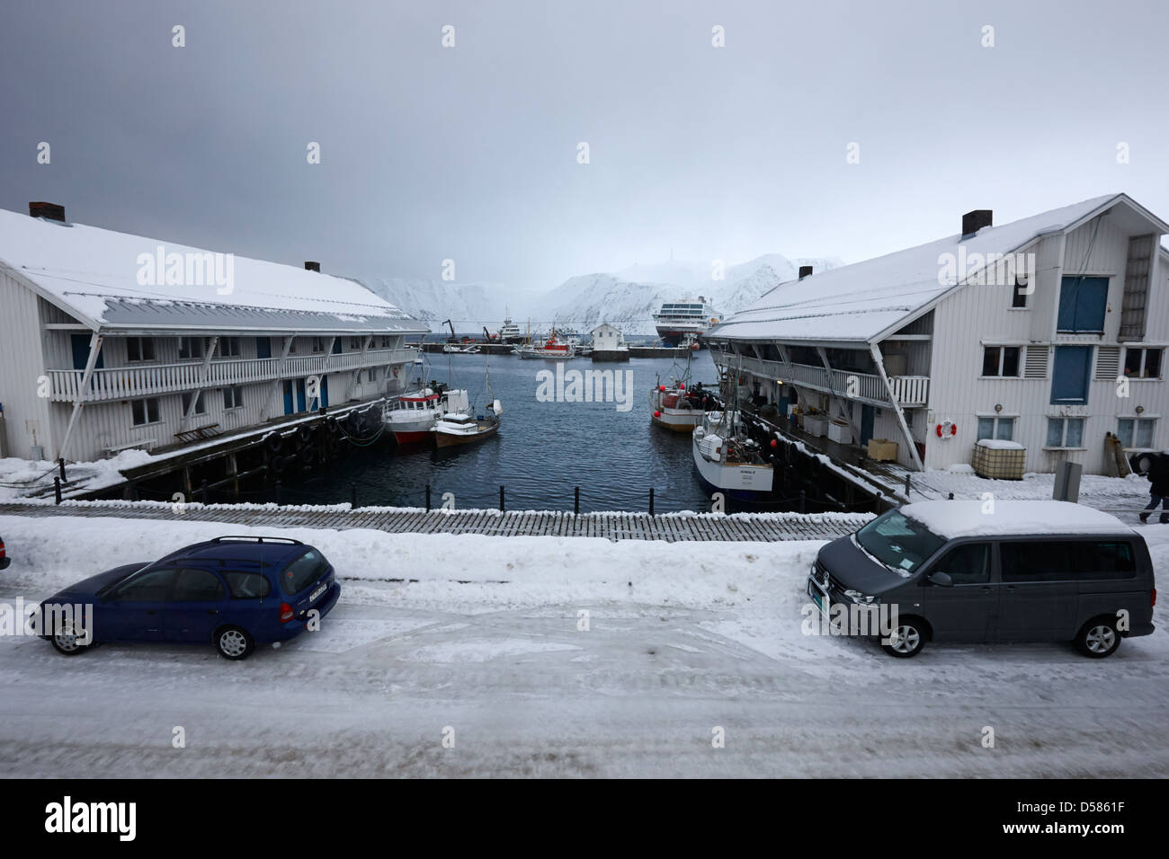Honningsvag-Hafen-Finnmark-Norwegen-Europa Stockfoto