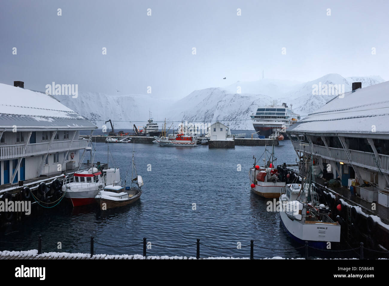 Honningsvag-Hafen-Finnmark-Norwegen-Europa Stockfoto