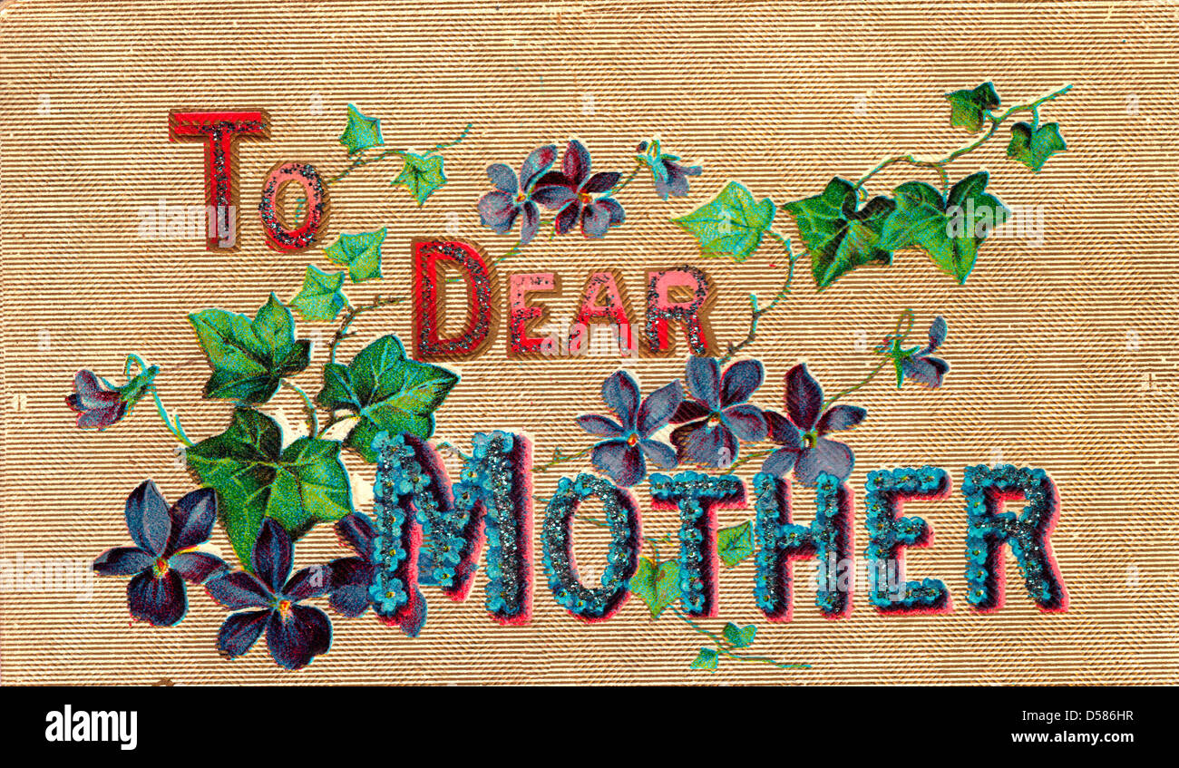 Liebe Mutter - Jahrgang Muttertagskarte Stockfoto