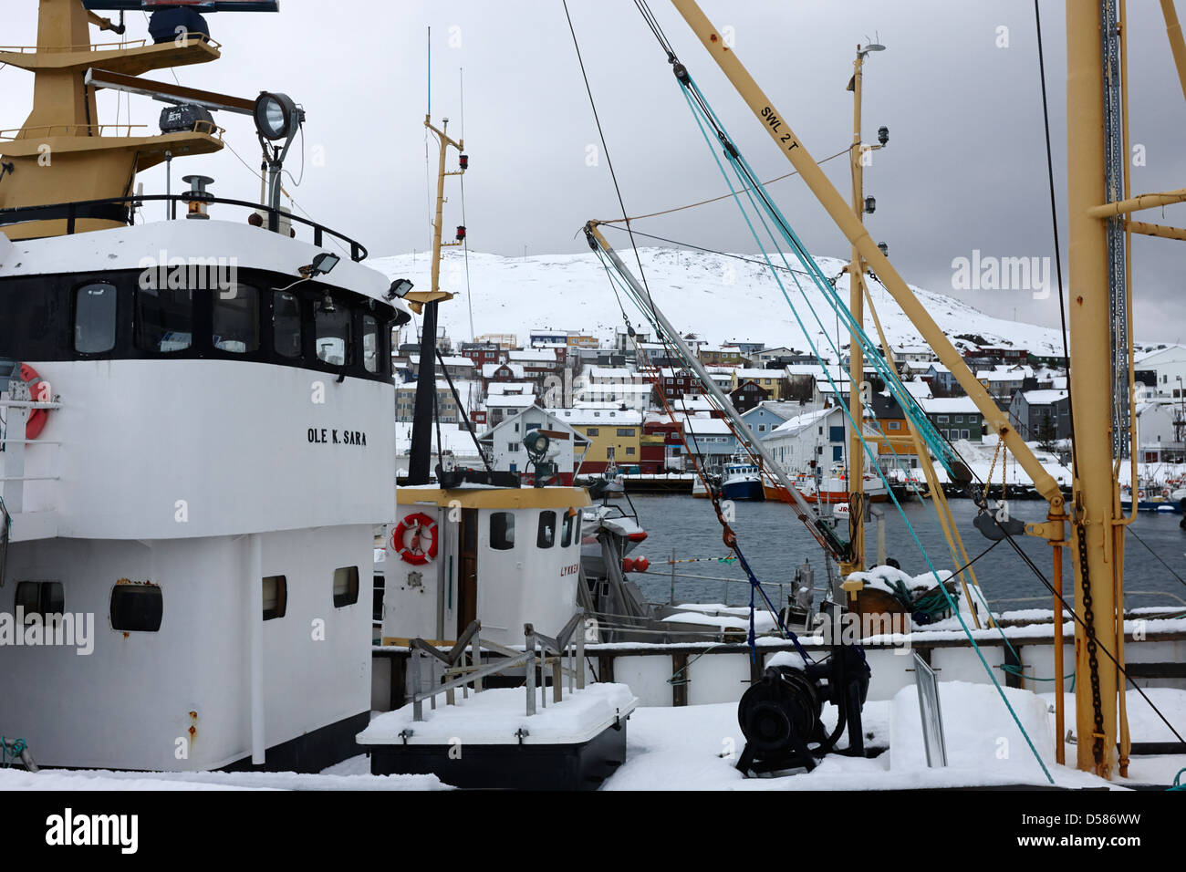 Fischerei Schule Ausbildung Boote in Honningsvag Hafen Finnmark-Norwegen-Europa Stockfoto