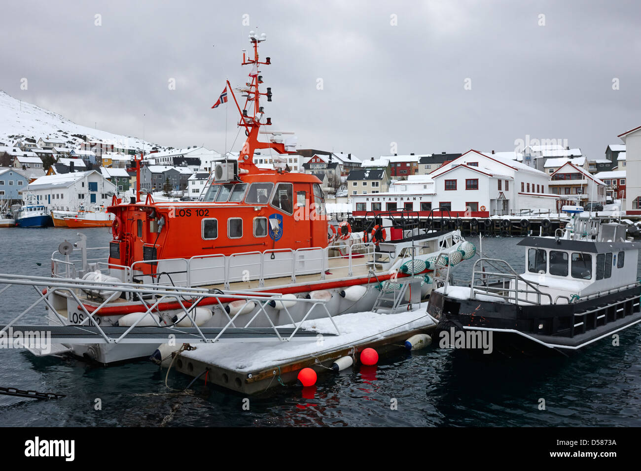 Los 102 pilot Schiff in Honningsvag Hafen Finnmark-Norwegen-Europa Stockfoto