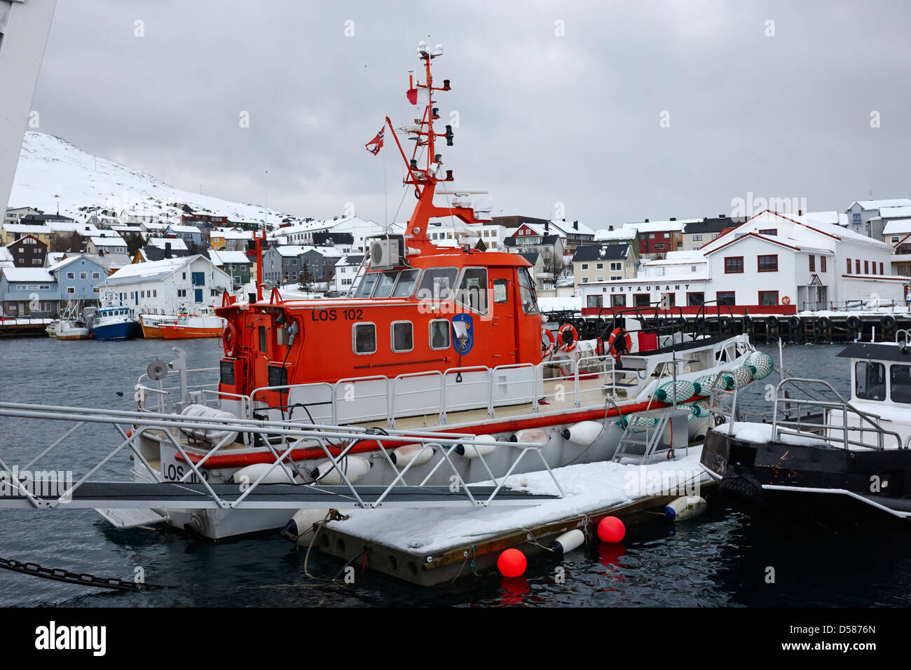 Los 102 pilot Schiff in Honningsvag Hafen Finnmark-Norwegen-Europa Stockfoto
