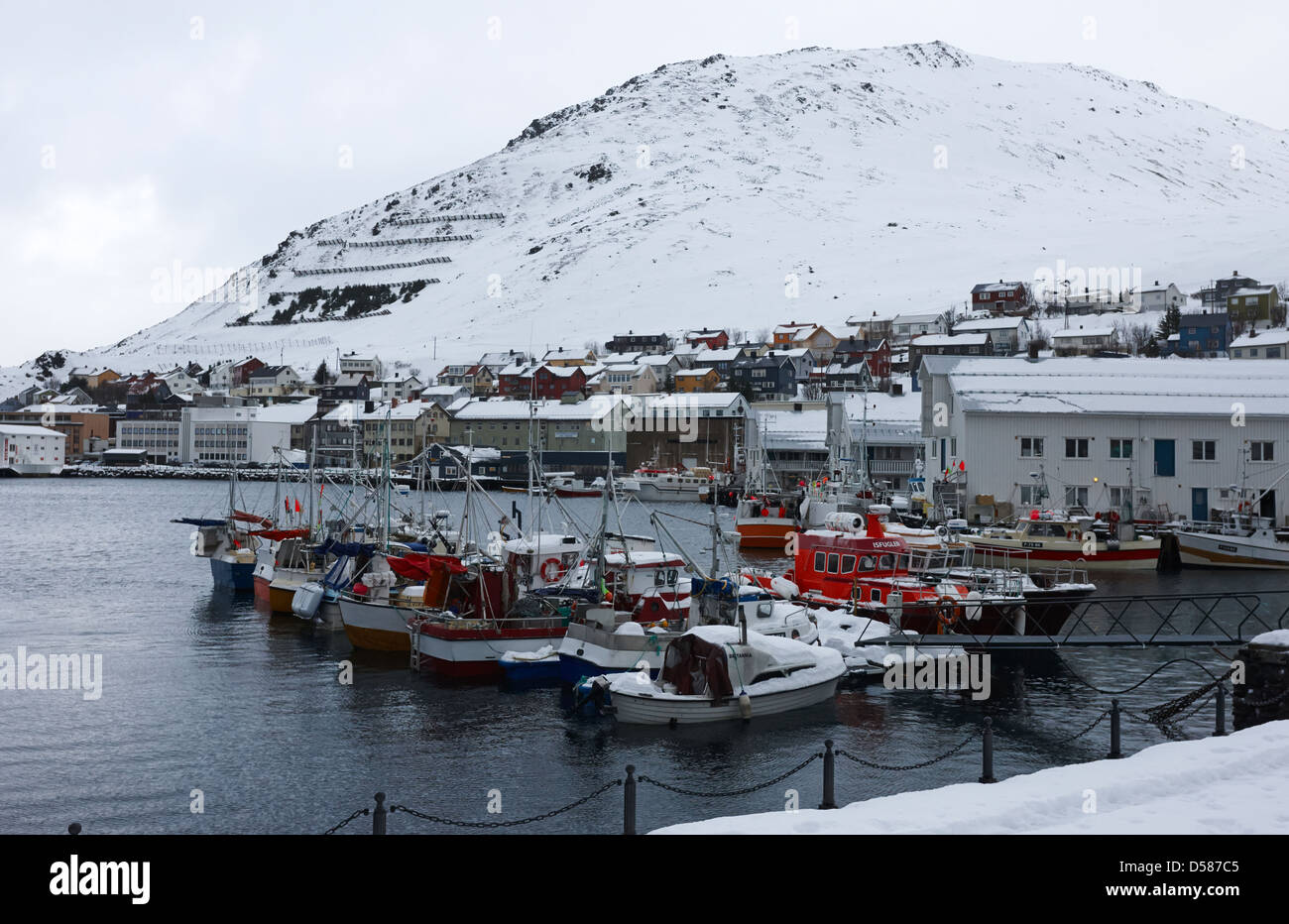 Honningsvag-Hafen-Finnmark-Norwegen-Europa Stockfoto