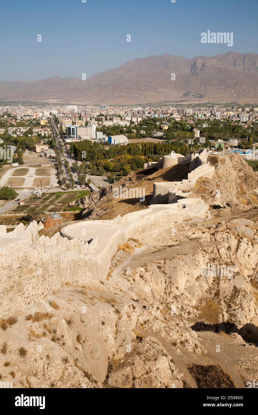 Blick von der Burg von van, Stadt van, van-See, Süd-Ost-Anatolien, Türkei, Asien Stockfoto