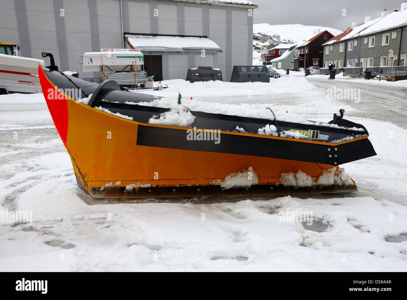 Schneepflug Zubehör zur Anpassung von LKW auf Straße clearing Fahrzeuge Honningsvag Finnmark-Norwegen-Europa Stockfoto
