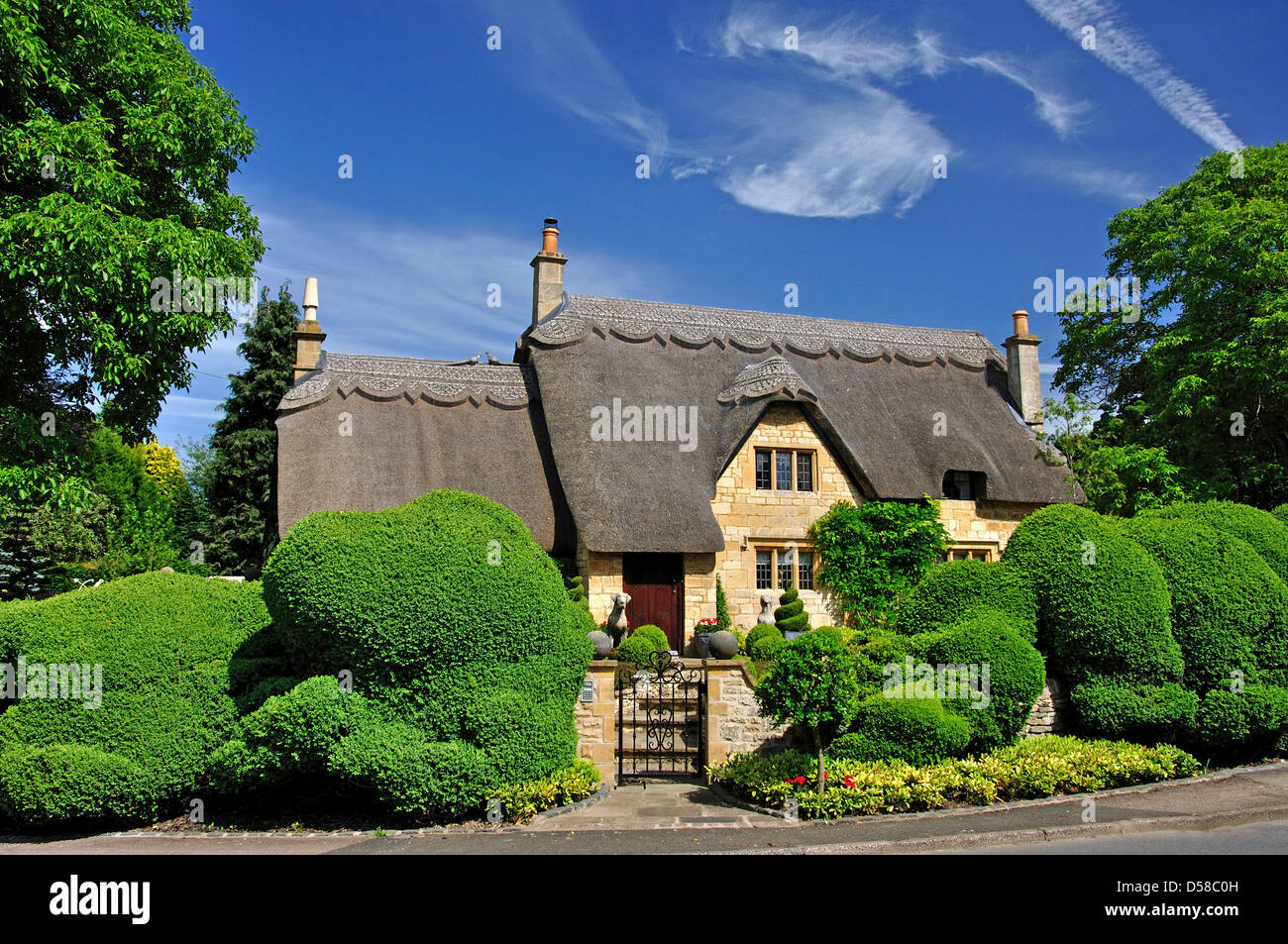 Reetdachhaus, Chipping Campden, Cotswolds, Gloucestershire, England, Vereinigtes Königreich Stockfoto