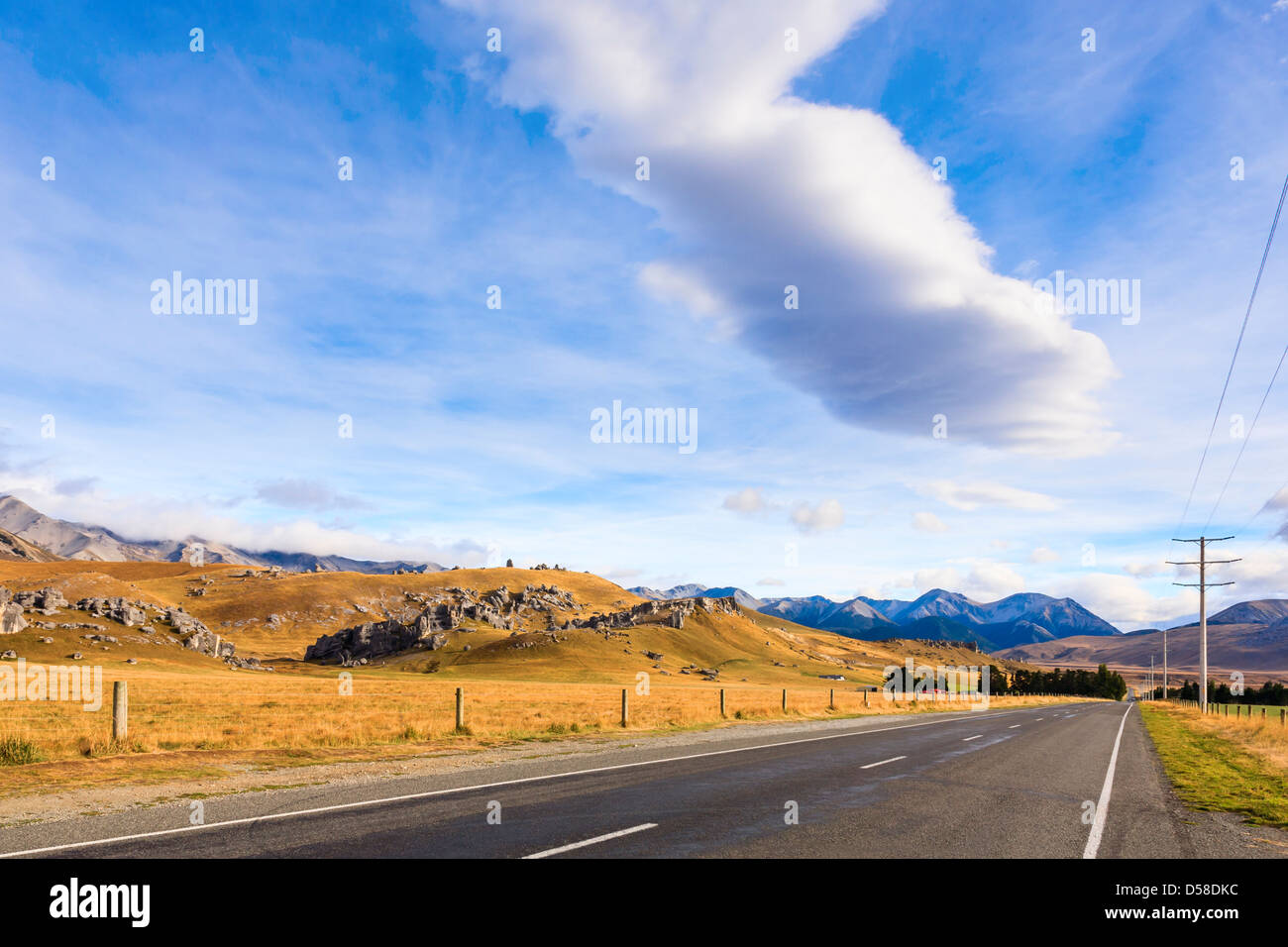 West Coast Road in Castle Hill, Canterbury, Neuseeland Stockfoto