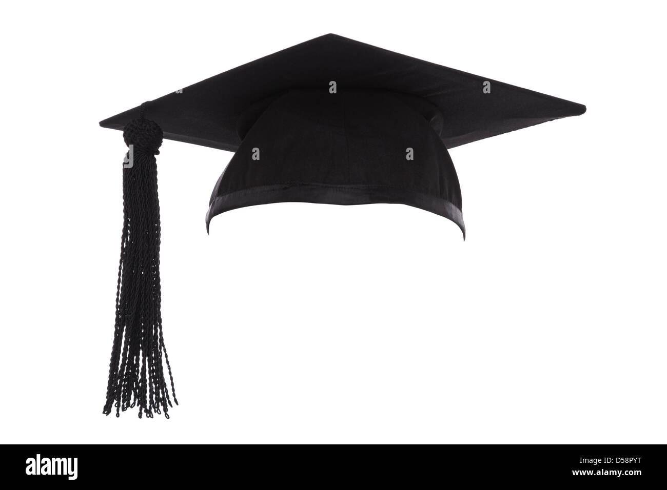 Doktorhut oder Graduation Cap isoliert auf einem weißen Hintergrund. Stockfoto