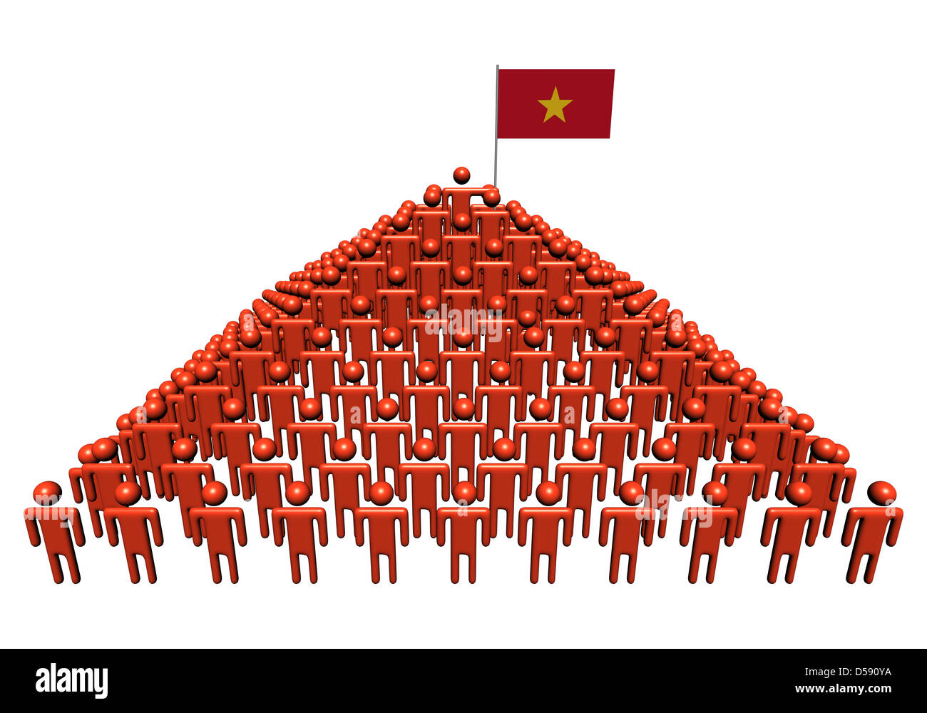 Pyramide des abstrakten Menschen mit vietnamesischen Flagge illustration Stockfoto