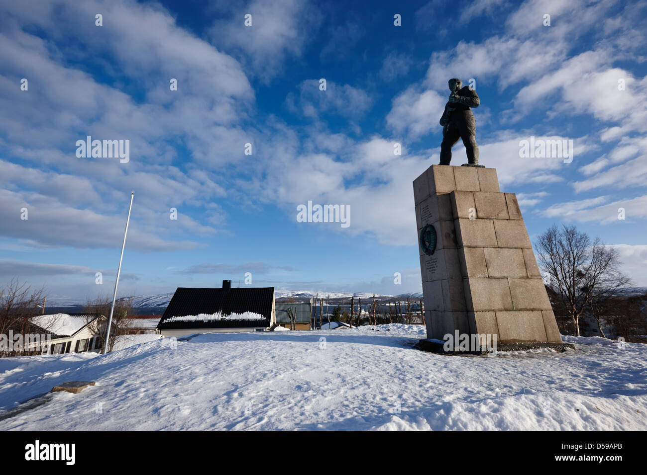 Russischer Soldat denkmal Kriegerdenkmal kirkenes Norwegen Europa finnmark auch bekannt als die sowjetischen Freiheitsdenkmal Stockfoto