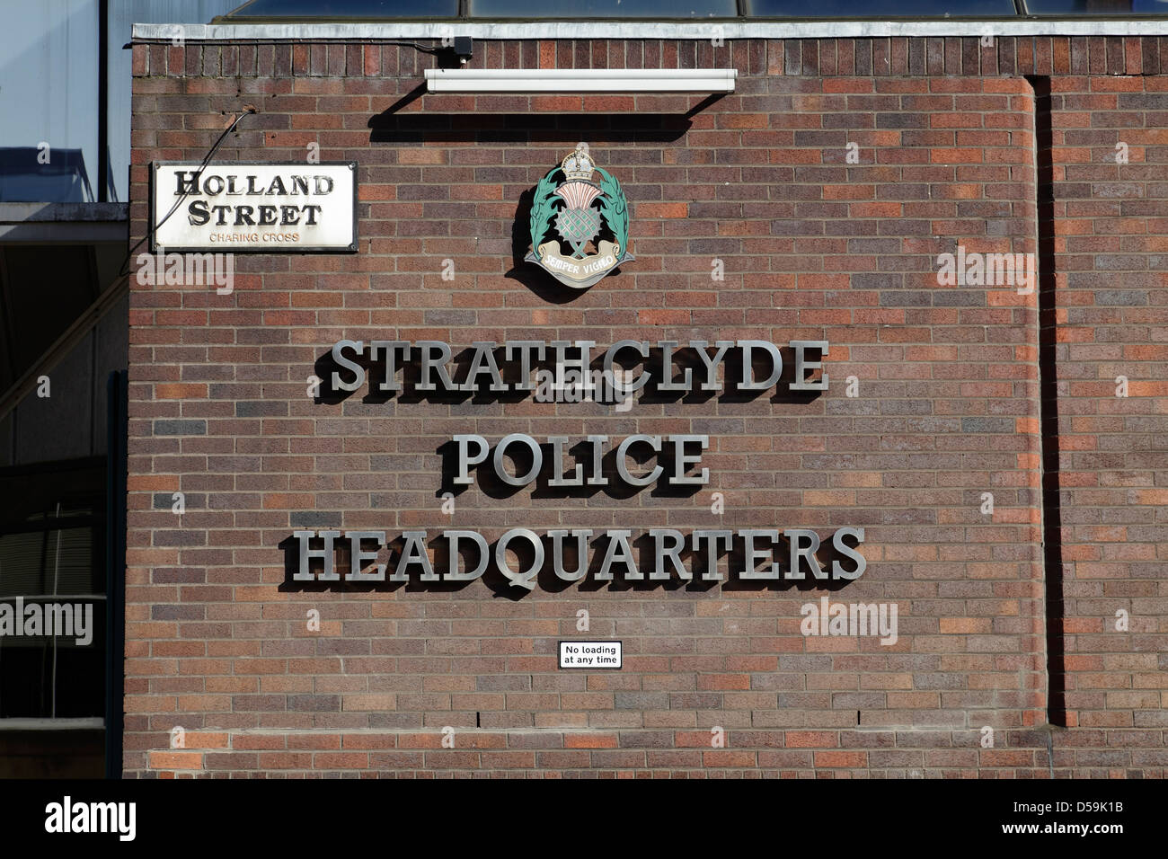 Melden Sie sich an der ehemaligen Strathclyde Police, jetzt Police Scotland, Hauptquartier, Holland Street, Glasgow, Schottland, UK. Dieses Gebäude wurde abgerissen. Stockfoto