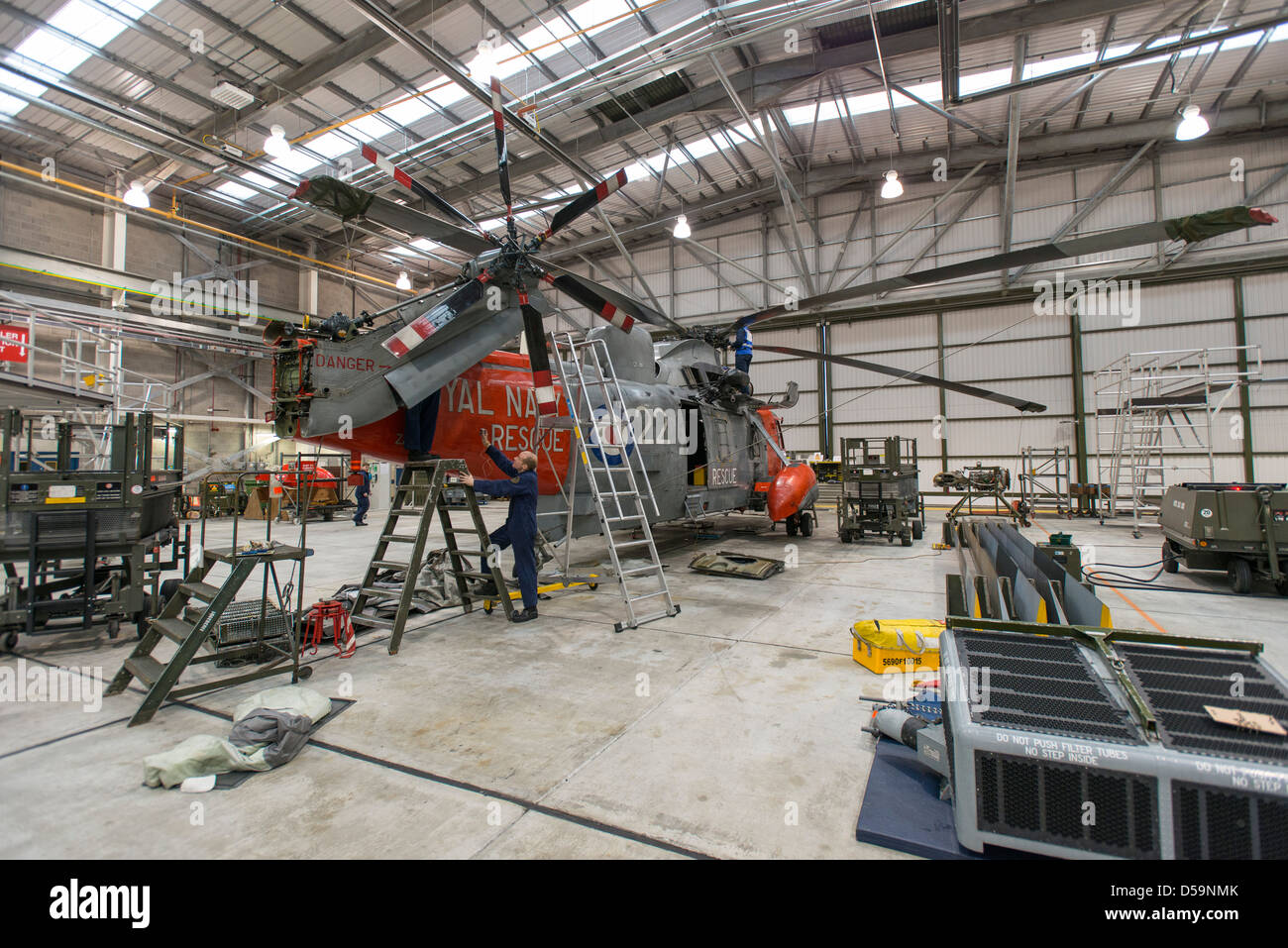 Sea King Suche und Rettung Hubschrauber Bild an RNAS Culdrose, in Cornwall, Großbritannien Stockfoto