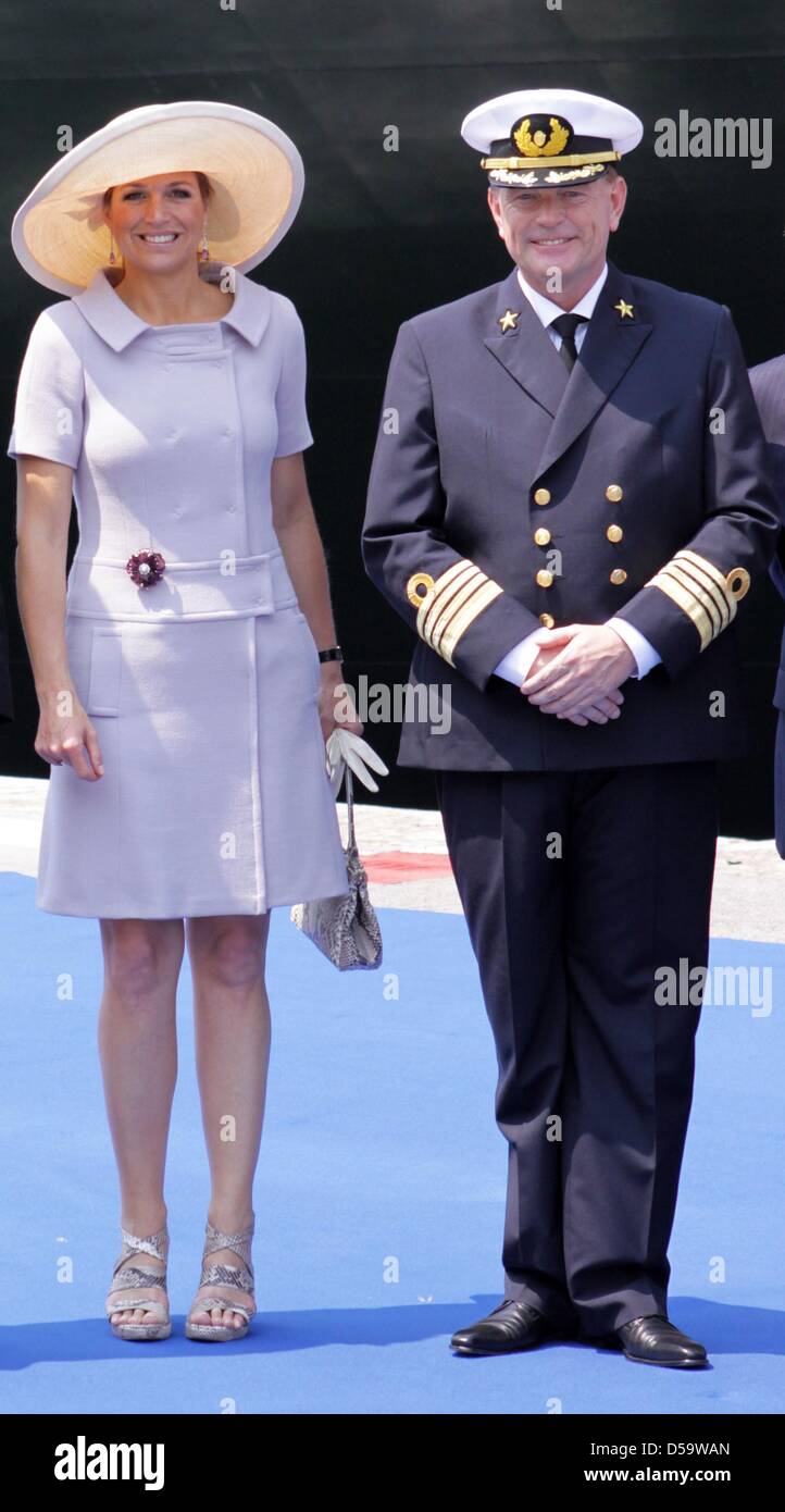 Prinzessin Maxima der Niederlande tauft Kreuzfahrtschiff MS Nieuw Amsterdam von Holland America Line (HAL) in Venedig, Italien, 4. Juli 2010. Das Schiff, gebaut in Venedig, beginnt seine Jungfernfahrt nach der Zeremonie. Foto: Albert Nieboer (Niederlande) Stockfoto